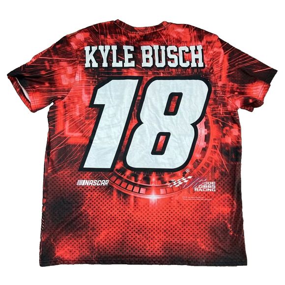 Kyle Busch M&M Joe Gibbs NASCAR All Over Print T-Shirt 2019 XXl 2Xl - Picture 4 of 4